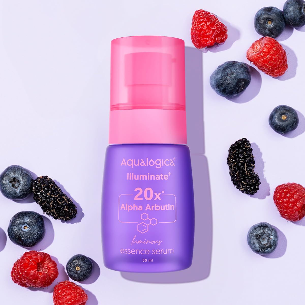 Aqualogica Illuminate+ 20x Alpha Arbutin Brightening Serum 50ml - Dark Spot Corrector for Hyperpigmentation & Uneven Skin Tone | Hydrating & Plumping Face Treatment | Perfect for Daily Skincare Routine & Nighttime Use