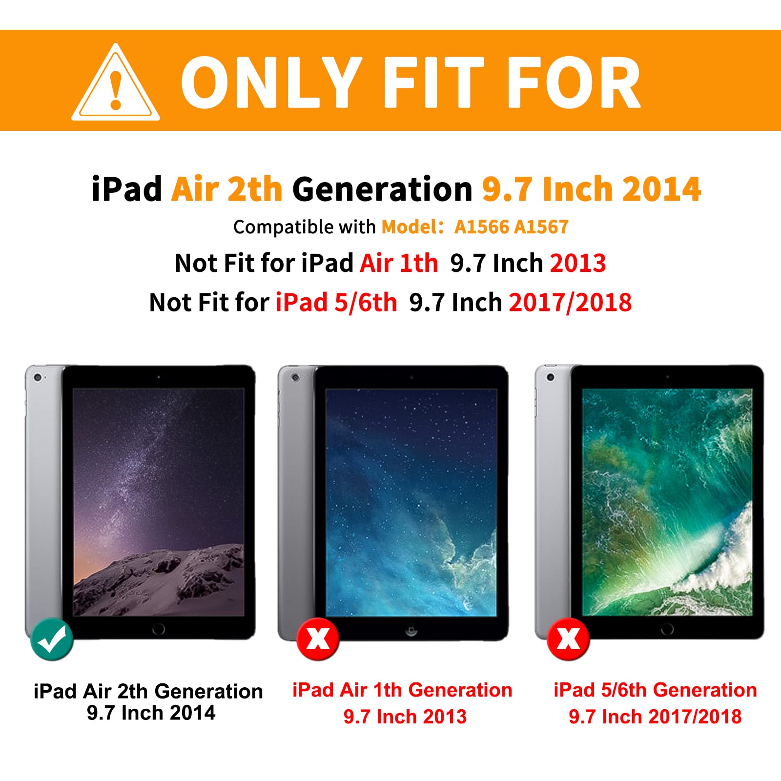 BRAECN Shockproof Rugged Case for iPad Air 2 (9.7 Inch, 2nd Generation 2014 Model A1566/A1567) - Hybrid Protective Cover with Kickstand & 360° Rotatable Hand Strap - Perfect for Kids, Travel, and Outdoor Use - Black