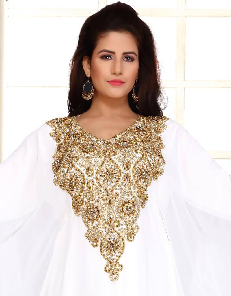 Elegant Golden Embroidered Abaya Dress for Women - Perfect for Islamic Prayer, Eid Celebrations & Special Occasions
