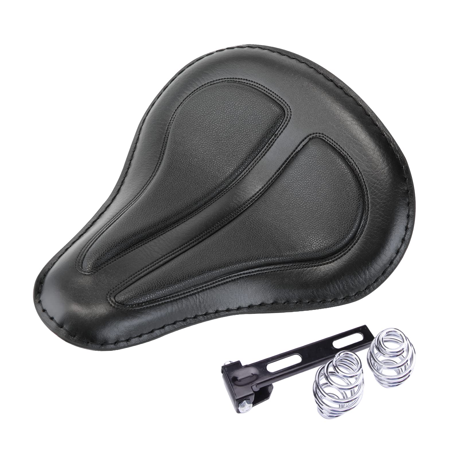 DREAMIZER Sportster Solo Motorcycle Seat - Black Leather Spring Driver Saddle for Harley Iron 883, 1200 Custom, Chopper & Bobber | Comfortable Riding for Cruisers & Long Distance Trips