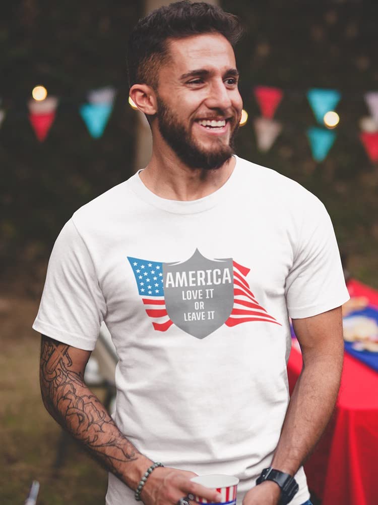 Patriotic 'Love It Or Leave It' American Flag Graphic Men's T-Shirt - Comfortable Cotton Tee for Casual Wear, Fourth of July & Political Events