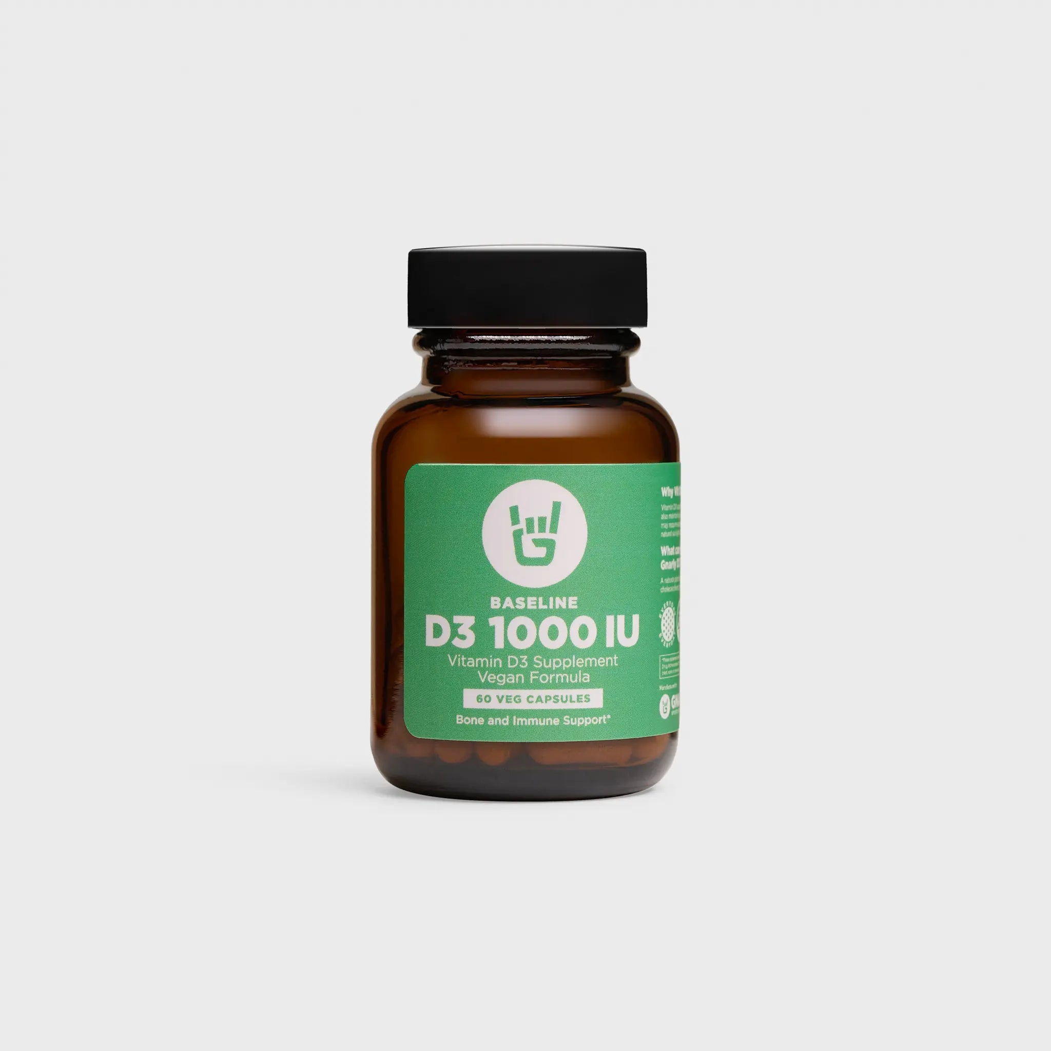 Gnarly Baseline Vitamin D3 Supplement - 5000 IU High Potency for Immune & Bone Health - Vegan, Non-GMO - Supports Energy & Mood - Ideal for Home, Office & Travel Use