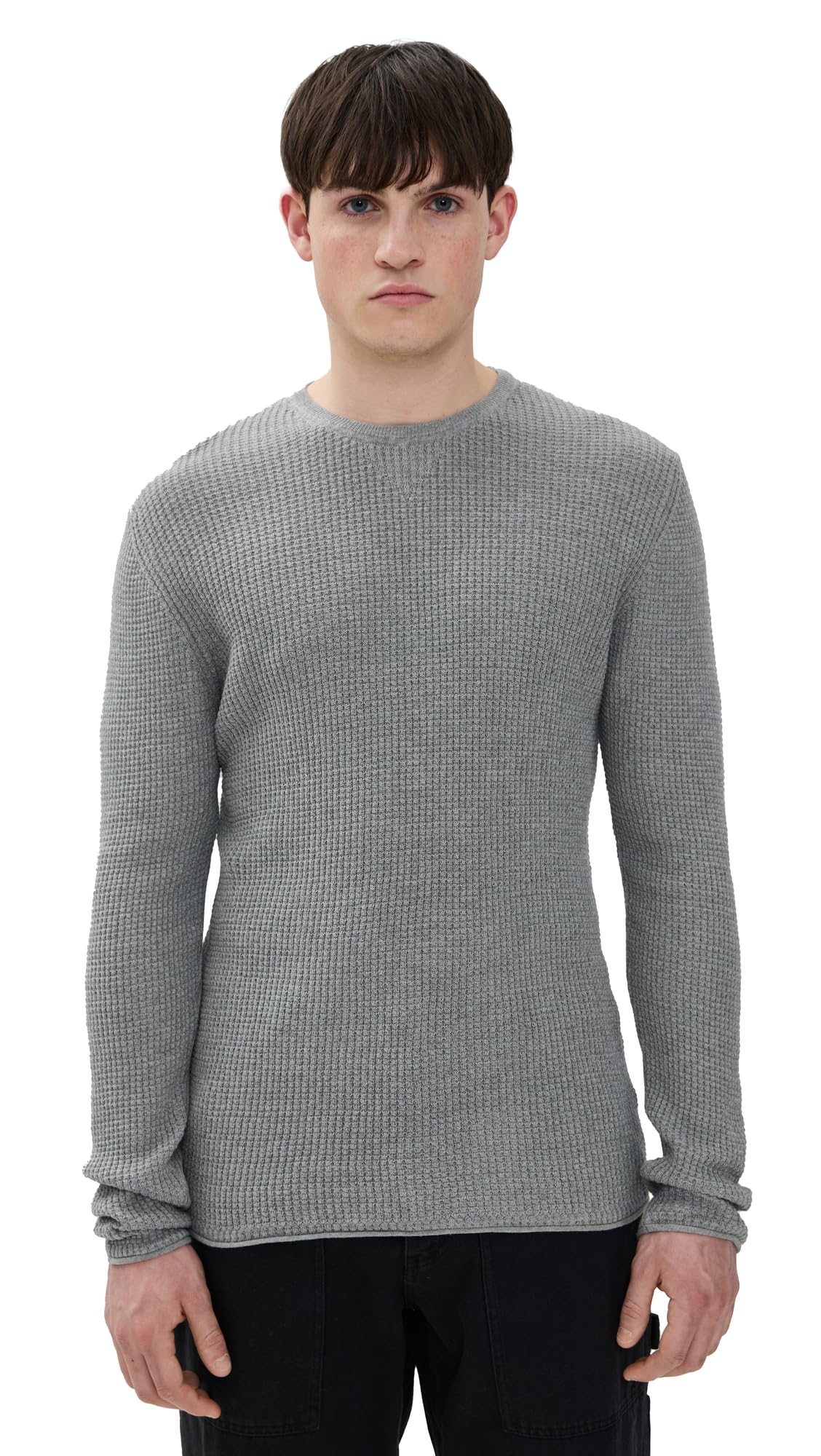 Billy Reid Men's Cotton Cashmere Mini Waffle Crew Neck Sweater | Soft & Warm Winter Pullover for Casual & Business Wear | Perfect for Office, Dates & Holiday Outfits
