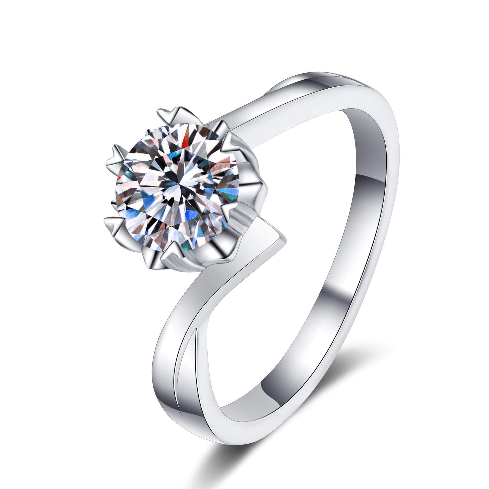 1 Carat Moissanite Solitaire Engagement Ring for Women - 925 Sterling Silver/10K/14K/18K Gold Wedding Band - Perfect for Proposals, Anniversaries & Romantic Gifts