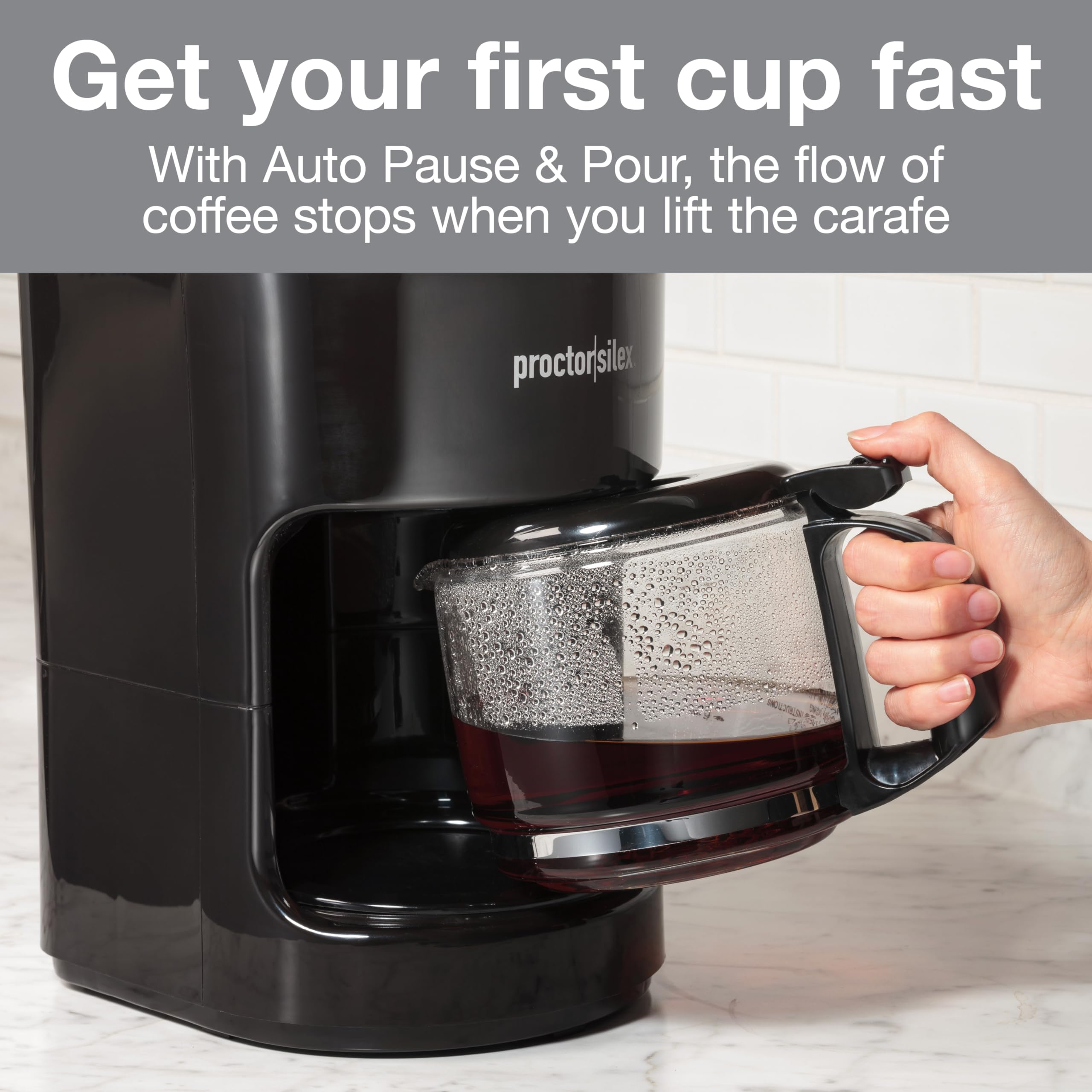 Proctor Silex 10-Cup Programmable Coffee Maker with Auto Pause & Serve - Compatible with Alexa Smart Plugs, Black (48351PS) - Perfect for Home, Office & Kitchen Use
