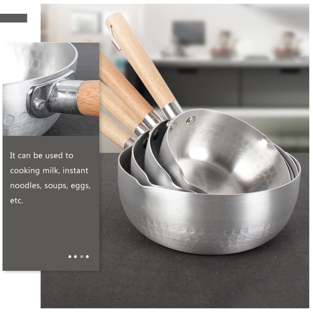 DOITOOL Stainless Steel Snow Pan with Wood Handle - Japanese Style Sauce Pan, Milk Pan, Soup Pot for Cooking, Kitchen Cookware - Perfect for Making Sauces, Stews, and Soups at Home