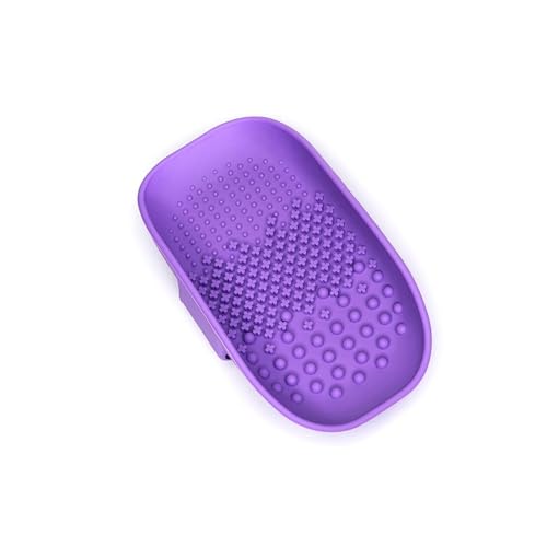 Giffy® Silicone Powder Puff & Makeup Brush Cleaner Tray with Strip - Flexible Cosmetic Brush Cleaning Tool for Foundation, Blush & Eyeshadow (Purple) - Perfect for Home & Professional Makeup Organizers