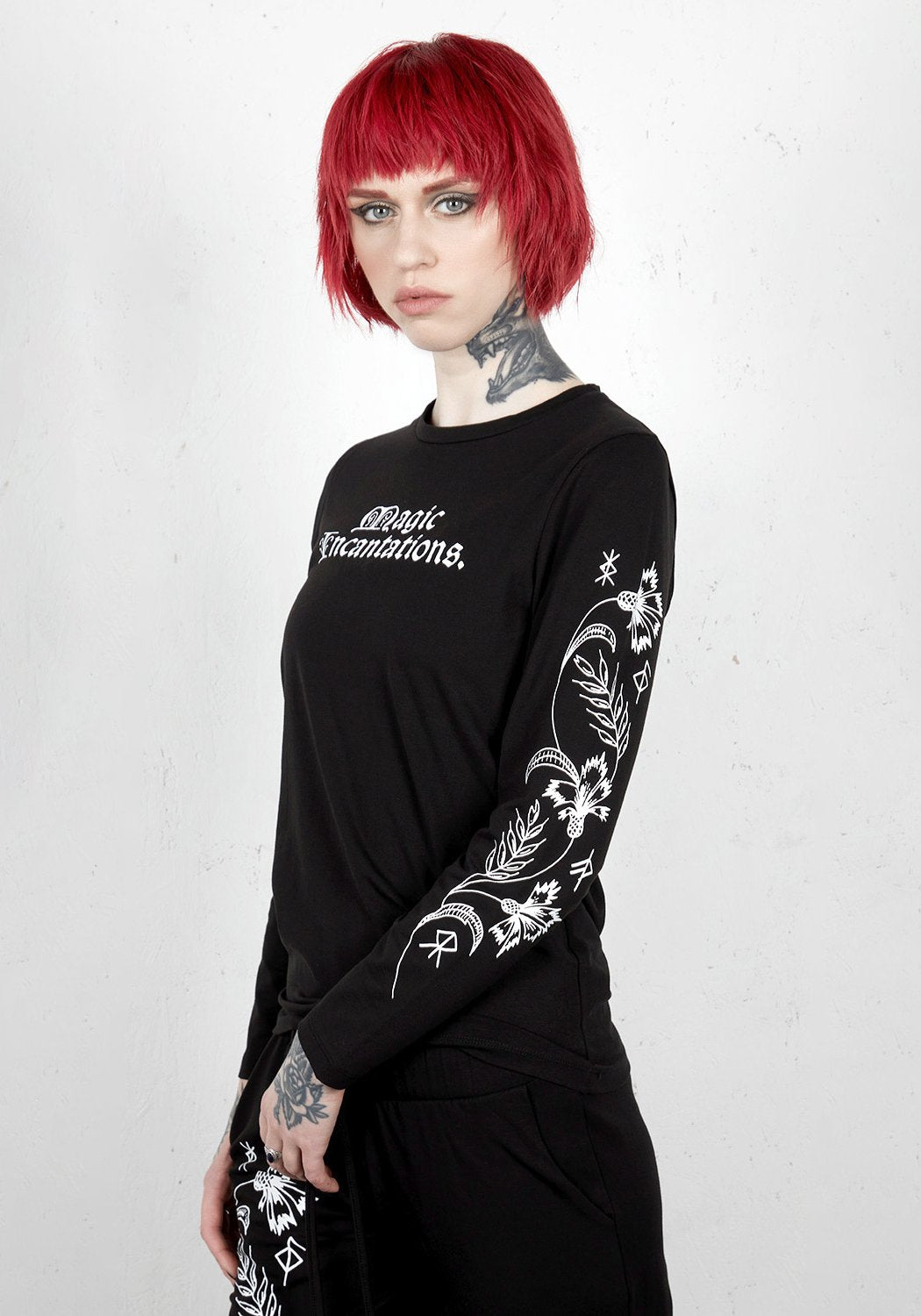 Incantation Long Sleeve Top Women's Gothic Lace Blouse - Perfect for Halloween, Cosplay & Witchy Fashion