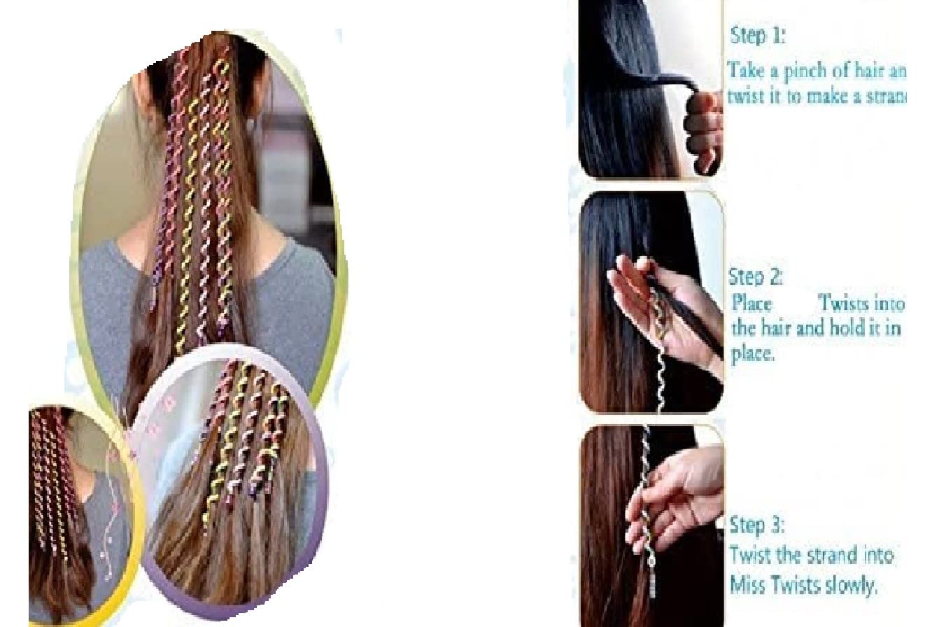 Mytoptrendz® 6-Pack Long Spiral Swirl Twister Braider Clips - Flexible Wire Hair Twist Styling Wraps with Colorful Butterfly Charms & Crystal Beads - Perfect for Girls Hair Accessories, Braiding, and Party Hairstyles