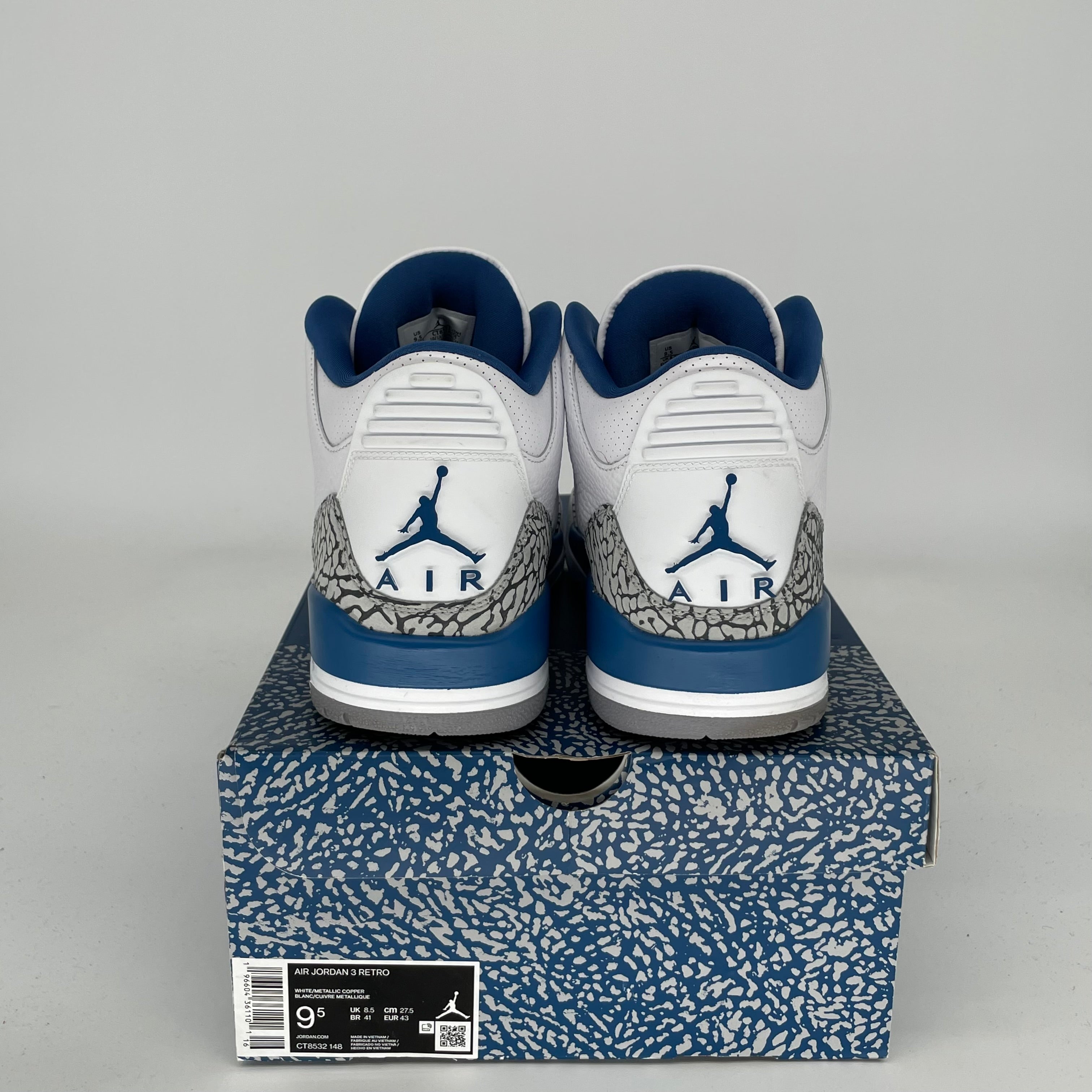 AIR JORDAN 3 WIZARDS Basketball Shoes Men's Size 9.5 - Retro Style Sneakers CT8532-148 for Streetwear & Casual Outfits