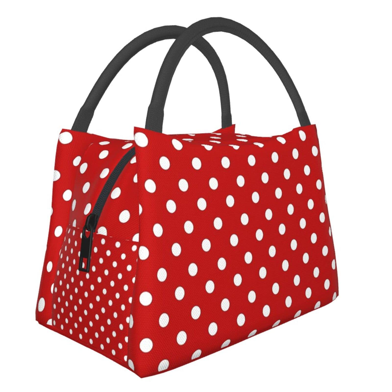 Vibrant Red & White Polka Dot Insulated Lunch Bag for Women, Men, Boys & Girls - Leakproof Thermal Lunch Box for Office, School, Travel, Beach, Picnic & Hiking - Perfect for Keeping Meals Fresh On-The-Go