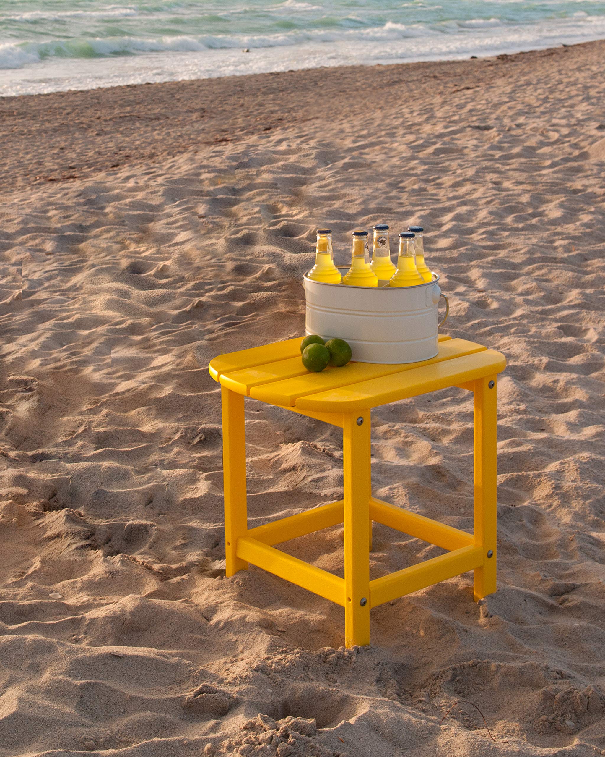 POLYWOOD SBT18LE South Beach 18-Inch Outdoor Side Table in Lemon - Perfect for Patio, Poolside, and Garden Furniture Sets