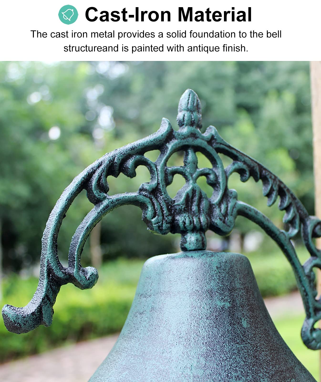 **Heavy Duty Cast Iron Wall Mounted Dinner Bell - Classic Garden, Patio, Villa & Cafe Decor - Indoor/Outdoor Use with 3 Screws - Perfect for Farmhouse, Restaurants & Outdoor Gatherings**