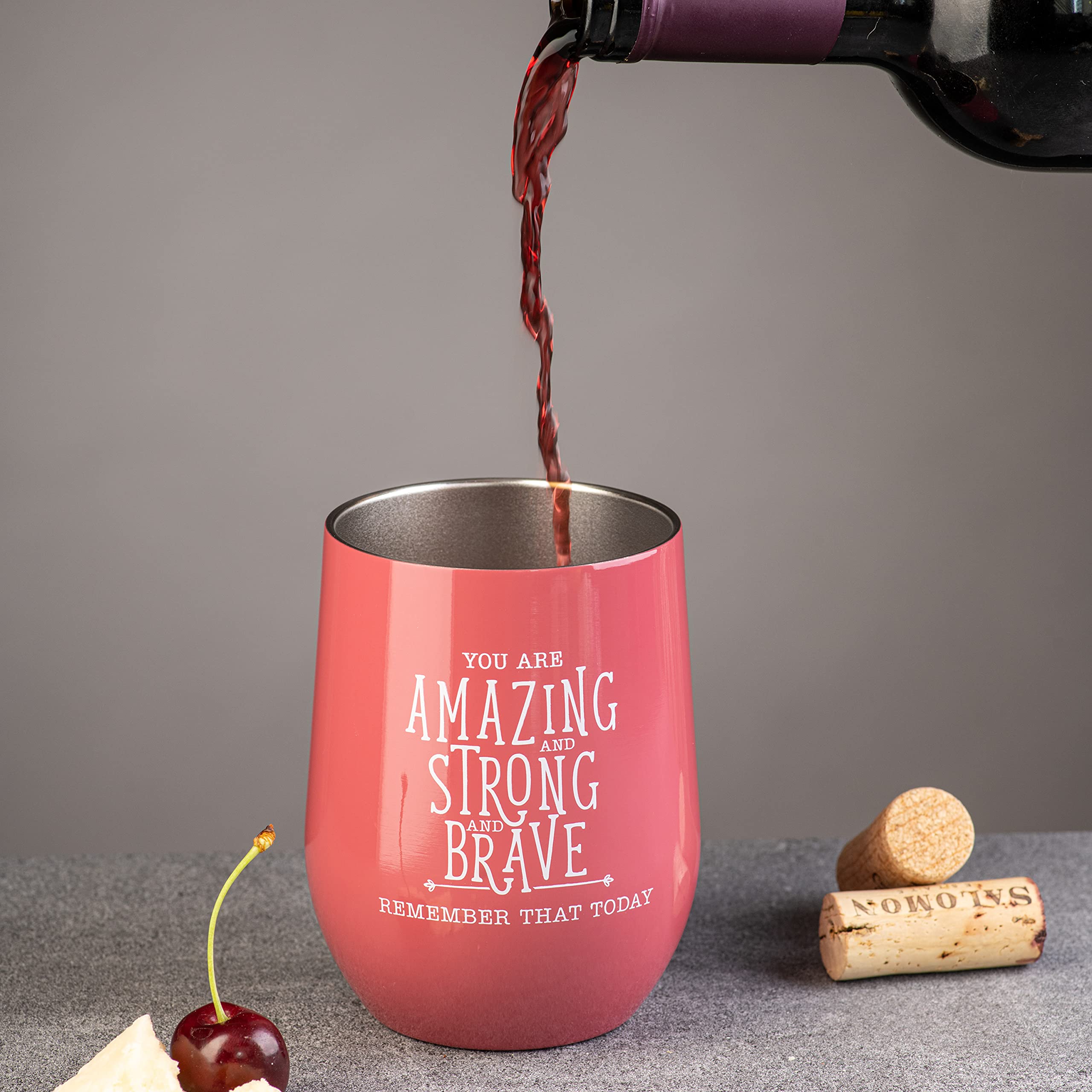 DIVERSEBEE Inspirational Thank You Gifts for Women - Insulated Wine Tumbler Cup with Lid (Ruby) - Perfect for Mom, Sister, Wife, Coworker, Nurses, Best Friend, Encouragement, Birthday, Wine Lovers, Outdoor Picnics, and Relaxing Evenings