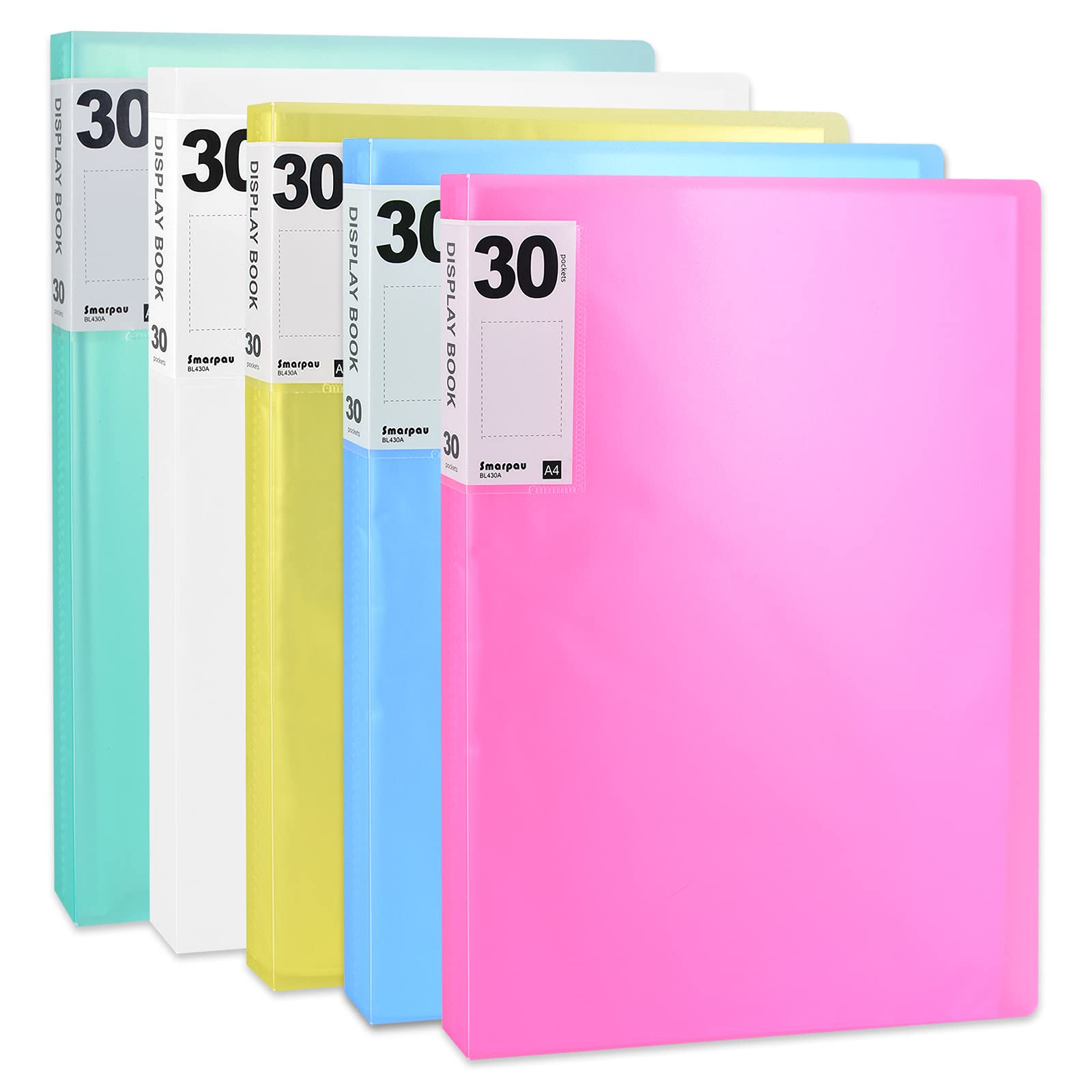 Smarpau 5-Pack Presentation Binder with Plastic Sheet Protectors - 8.5