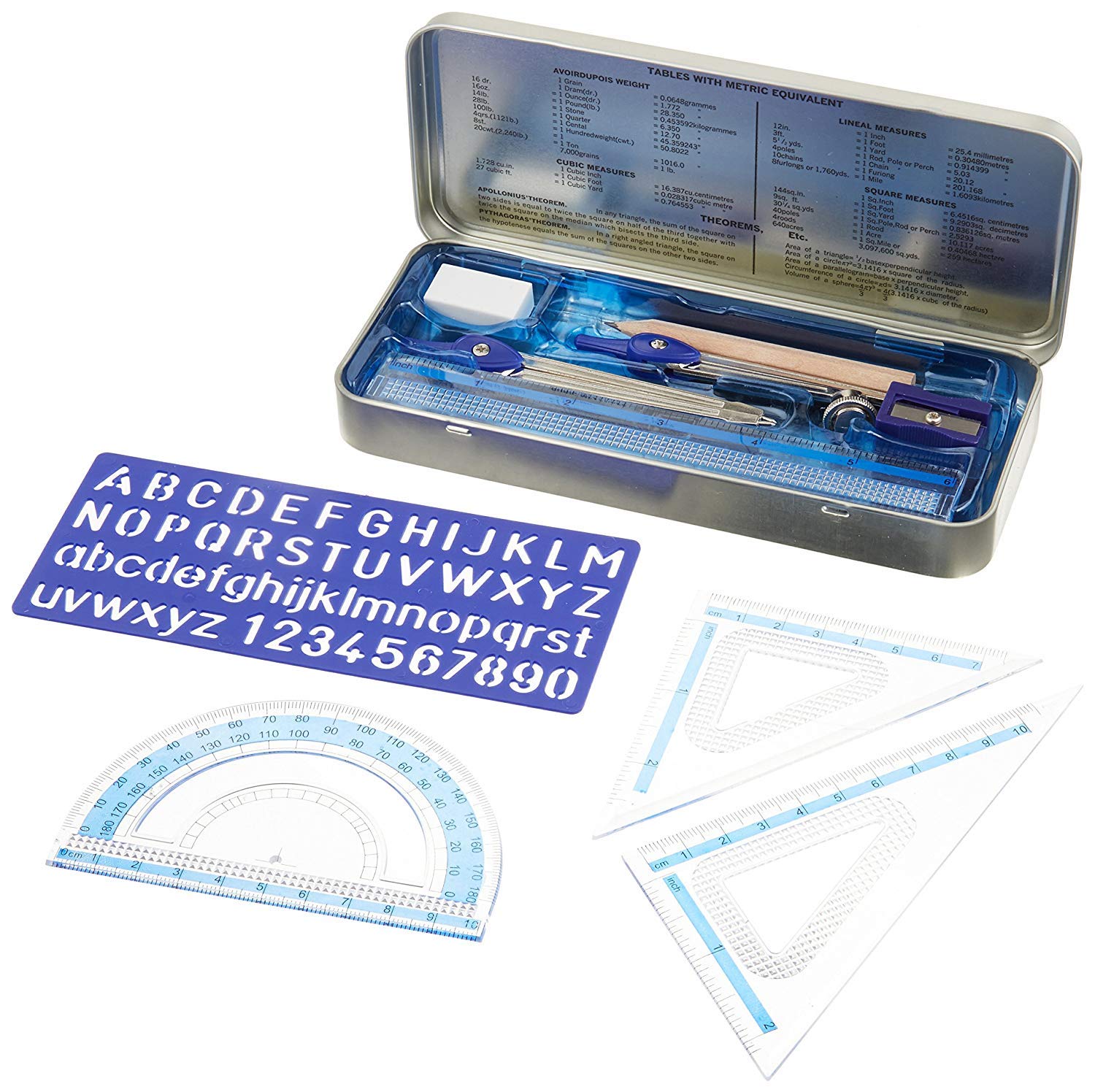 Staedtler 10-Piece Math Set for Drawing & Measuring - Geometry Compass, Ruler, Protractor - Ideal for Students, Engineers & Artists (557 10 BN 02) | Perfect for School, Office & Technical Drafting