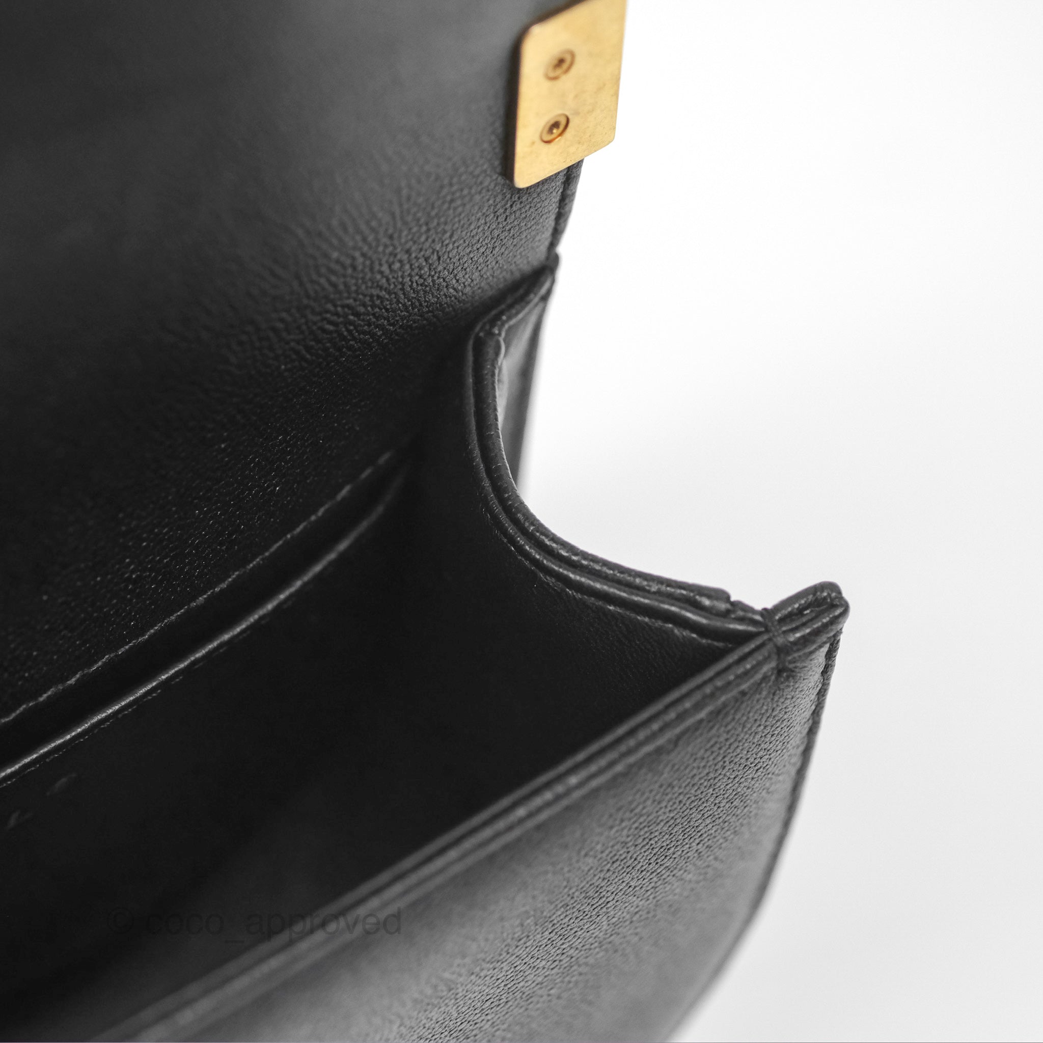 Chanel Boy Messenger Bag Black Caviar Leather with Aged Gold Hardware - Luxury Crossbody Bag for Women, Perfect for Work, Travel & Evening Events