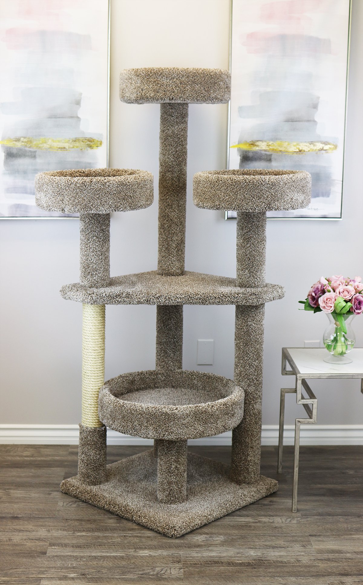 Premium Cat Tree for Large Cats - 130012 Neutral Maine Coon Cat Tower with Scratching Posts & Perches | Perfect for Indoor Cats, Multi-Level Play & Climbing Activities