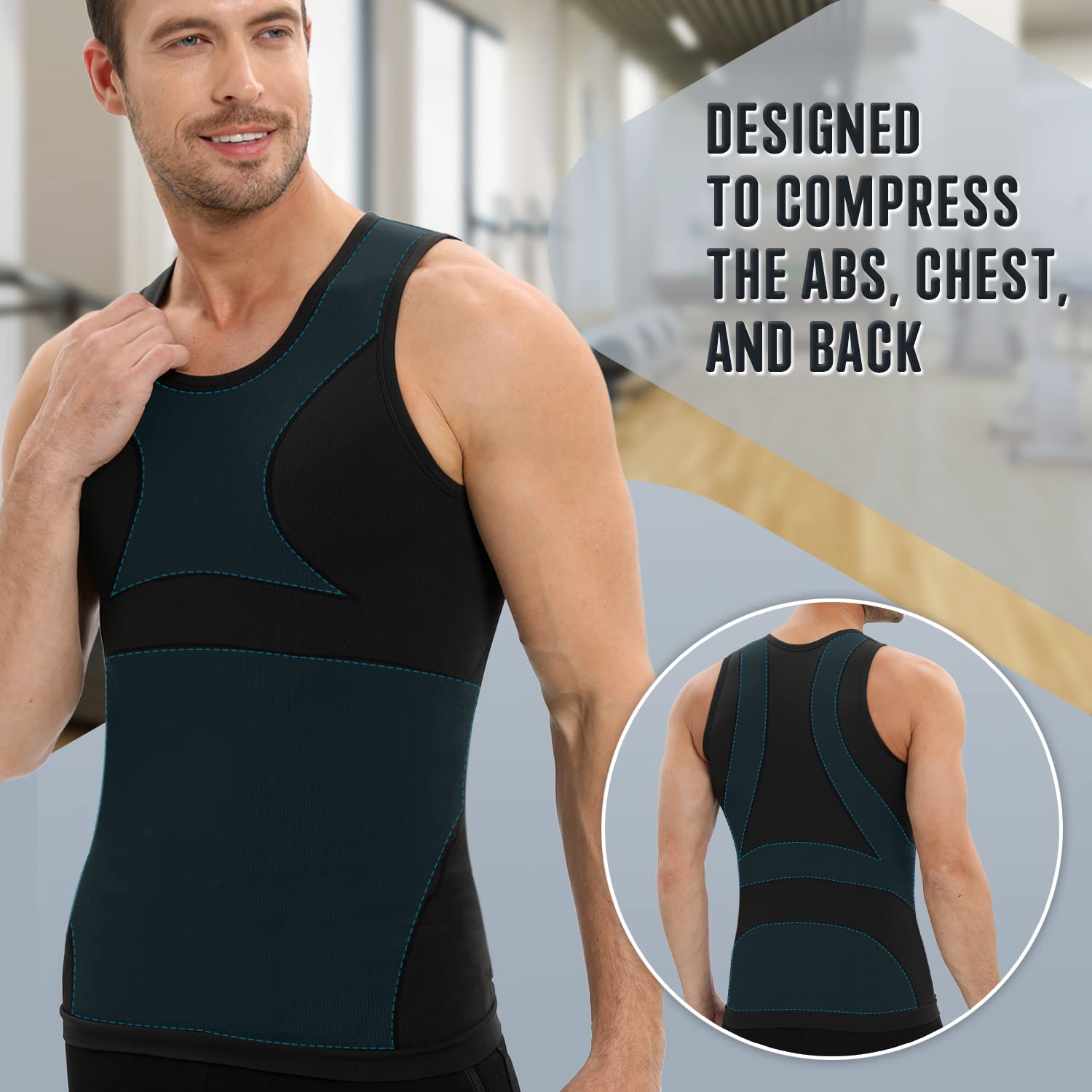 Men's Gynecomastia Compression Shirt - Slimming Tank Top Undershirt & Body Shaper Vest for Post-Surgery, Workout & Everyday Comfort