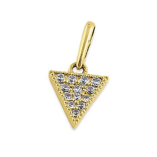 14K Yellow Gold Upside Down Triangle CZ Pendant Necklace - Elegant Cubic Zirconia Jewelry for Women, Perfect for Gifts, Parties & Everyday Wear