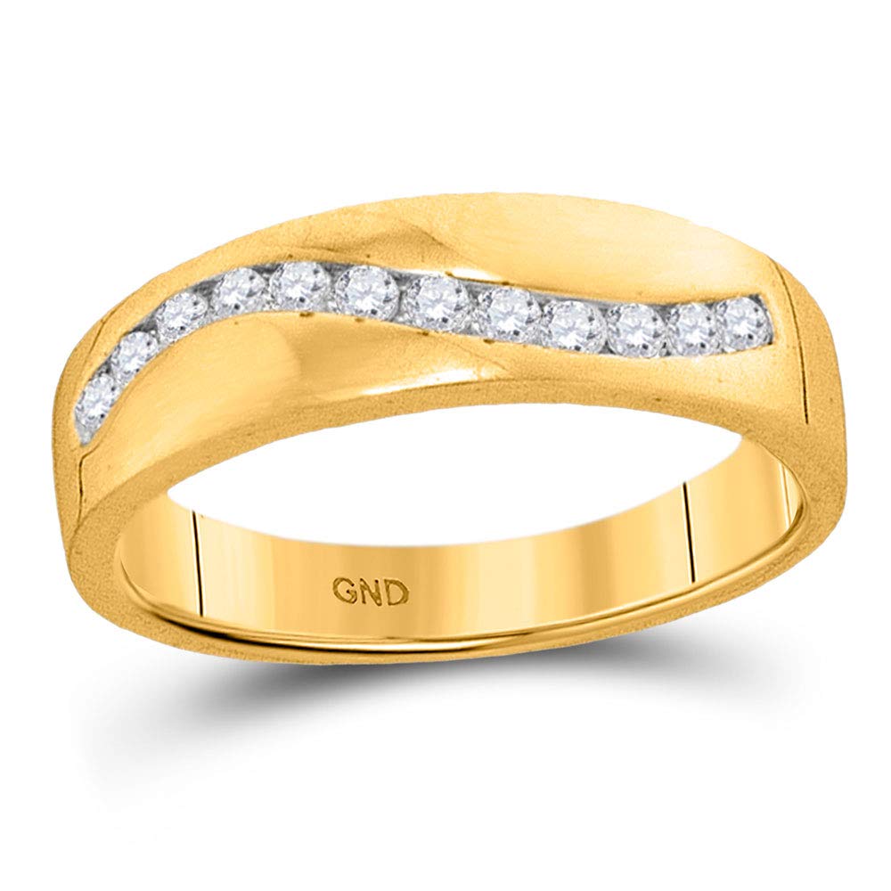 FB Jewels 10K Solid Yellow Gold Men's Round Diamond Wedding Band Ring - 1/4 Carat Total Weight (CTTW) - Perfect for Engagement, Anniversary & Special Occasion Gifts