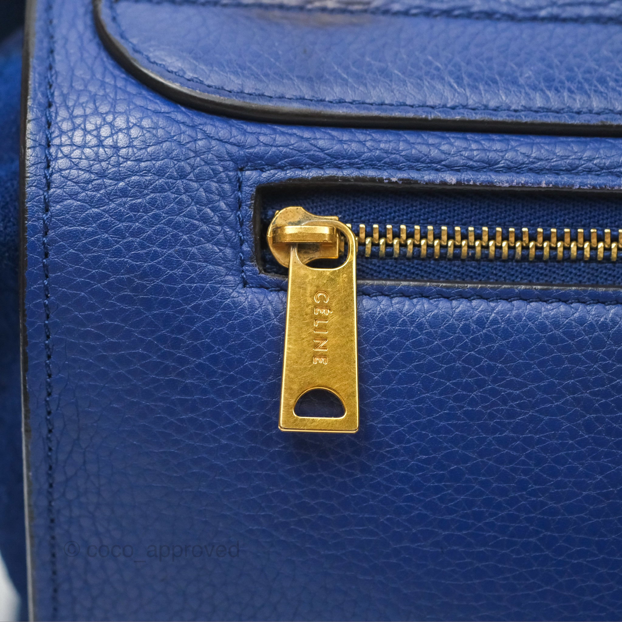 Celine Small Sleek Trapeze Handbag in Blue Calfskin Leather - Perfect for Work, Travel & Everyday Luxury