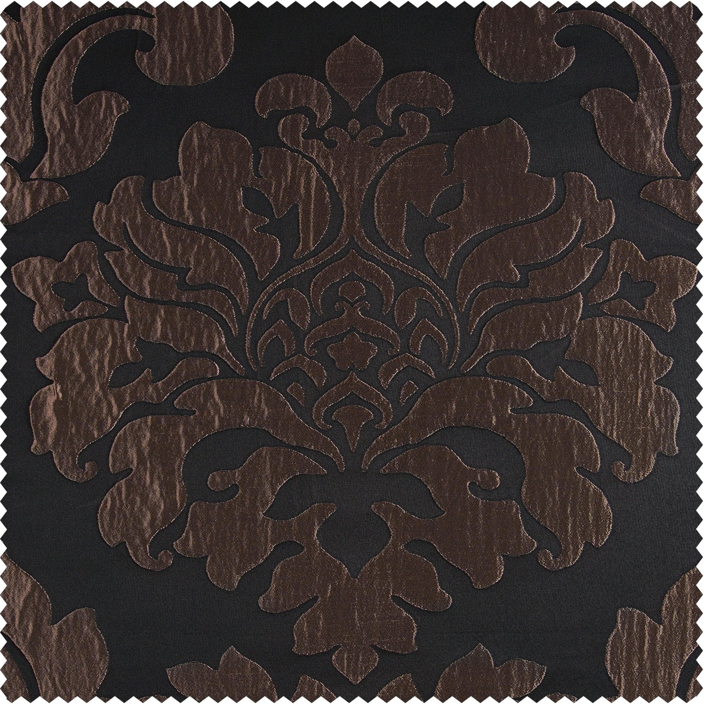 Magdelena Black & Copper Damask Faux Silk Jacquard Fabric Swatch - Perfect for Upholstery, Curtains, and Home Decor Projects