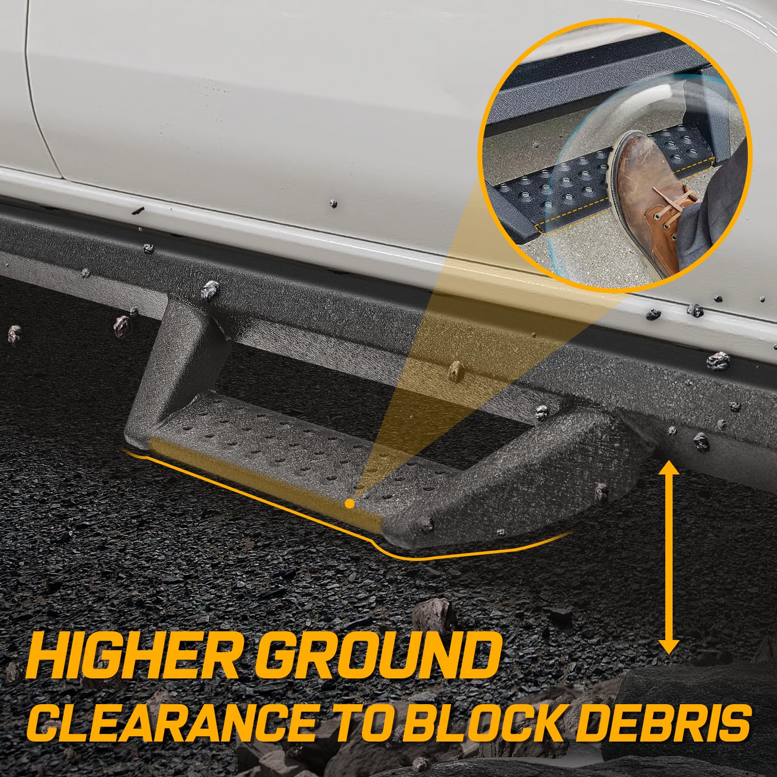 2007-2018 Jeep Wrangler JK JKU Unlimited 4-Door Drop Down Running Boards - Dual-Stage Textured Black Powder Coated 4