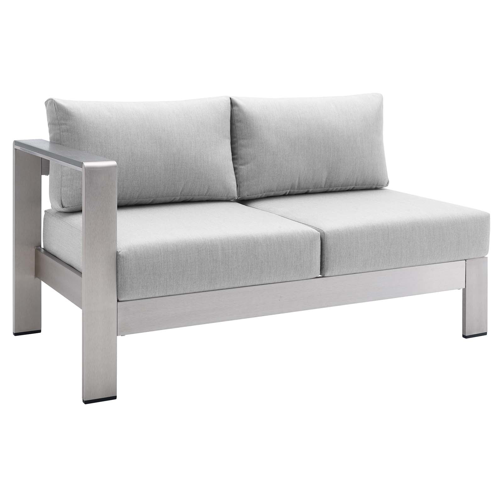 Premium Sunbrella® Fabric Aluminum Outdoor Patio Left Arm Loveseat - Waterproof & UV Resistant - Perfect for Poolside, Garden or Backyard Relaxation