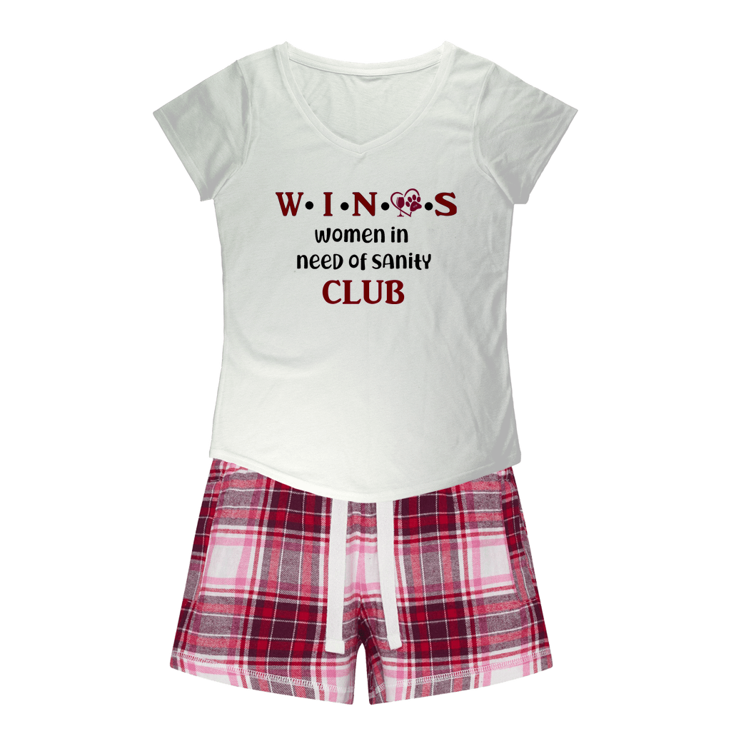 Wine Lovers Club Cozy Sleep Tee & Flannel Shorts for Women - Perfect for Girls Night In, Wine Tasting & Relaxing at Home