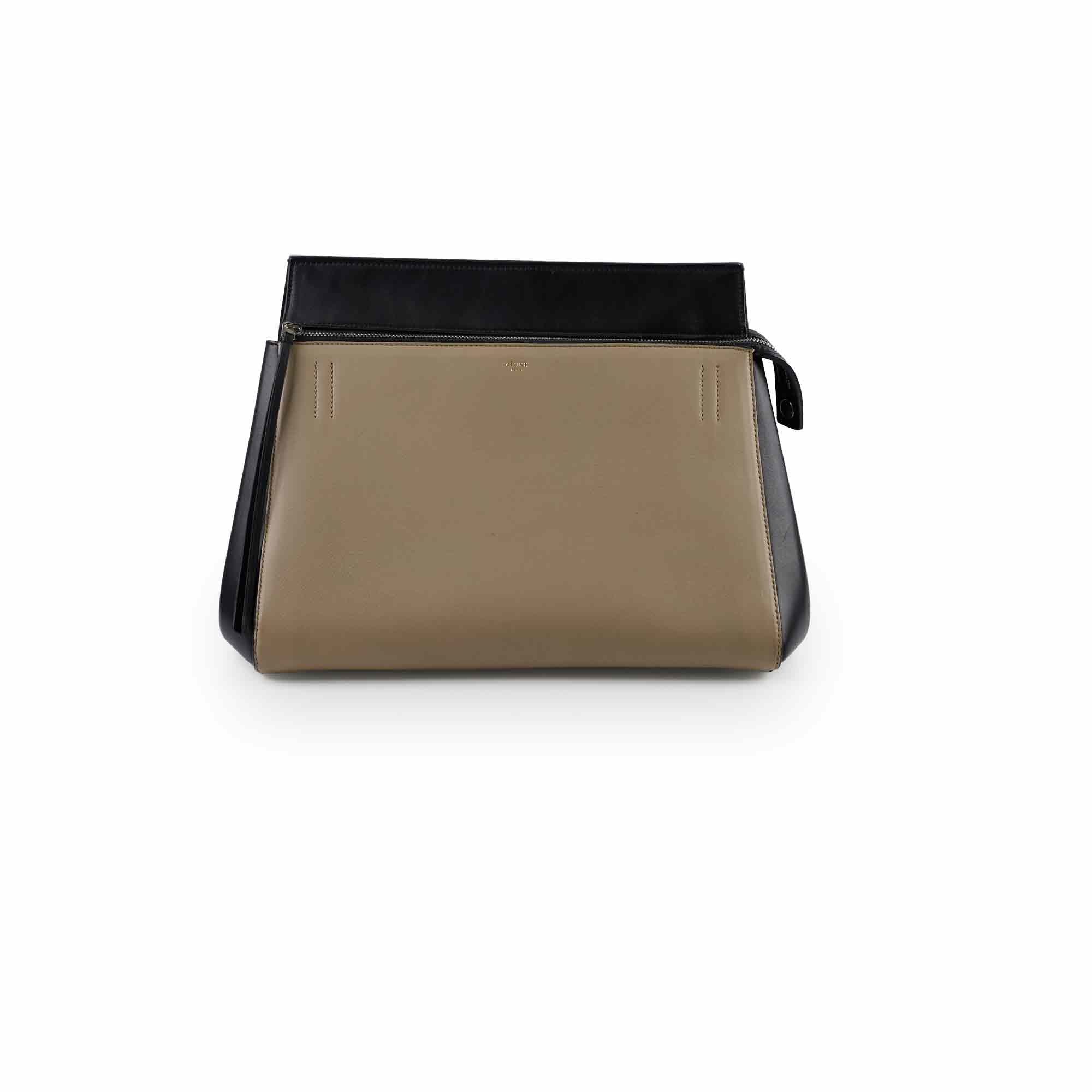 Celine Edge Medium Shoulder Bag in Beige & Black - Luxury Leather Handbag for Women | Perfect for Work, Travel & Everyday Use