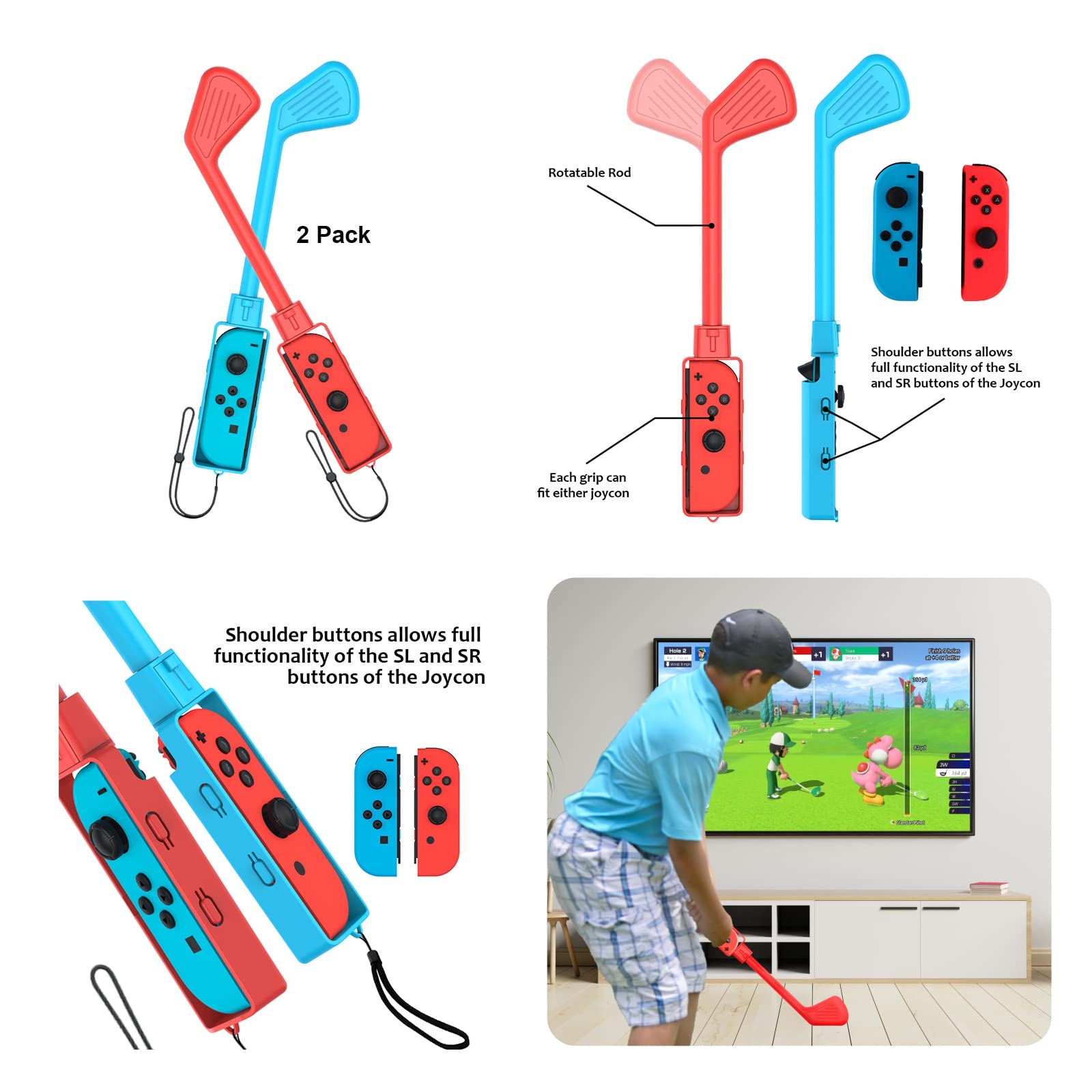 CODOGOY 11-in-1 Nintendo Switch Sports Accessories Bundle - Compatible with Switch & Switch OLED - Family Game Accessories Kit for Tennis, Bowling, Soccer & More - Perfect for Party Games & Family Fun Nights
