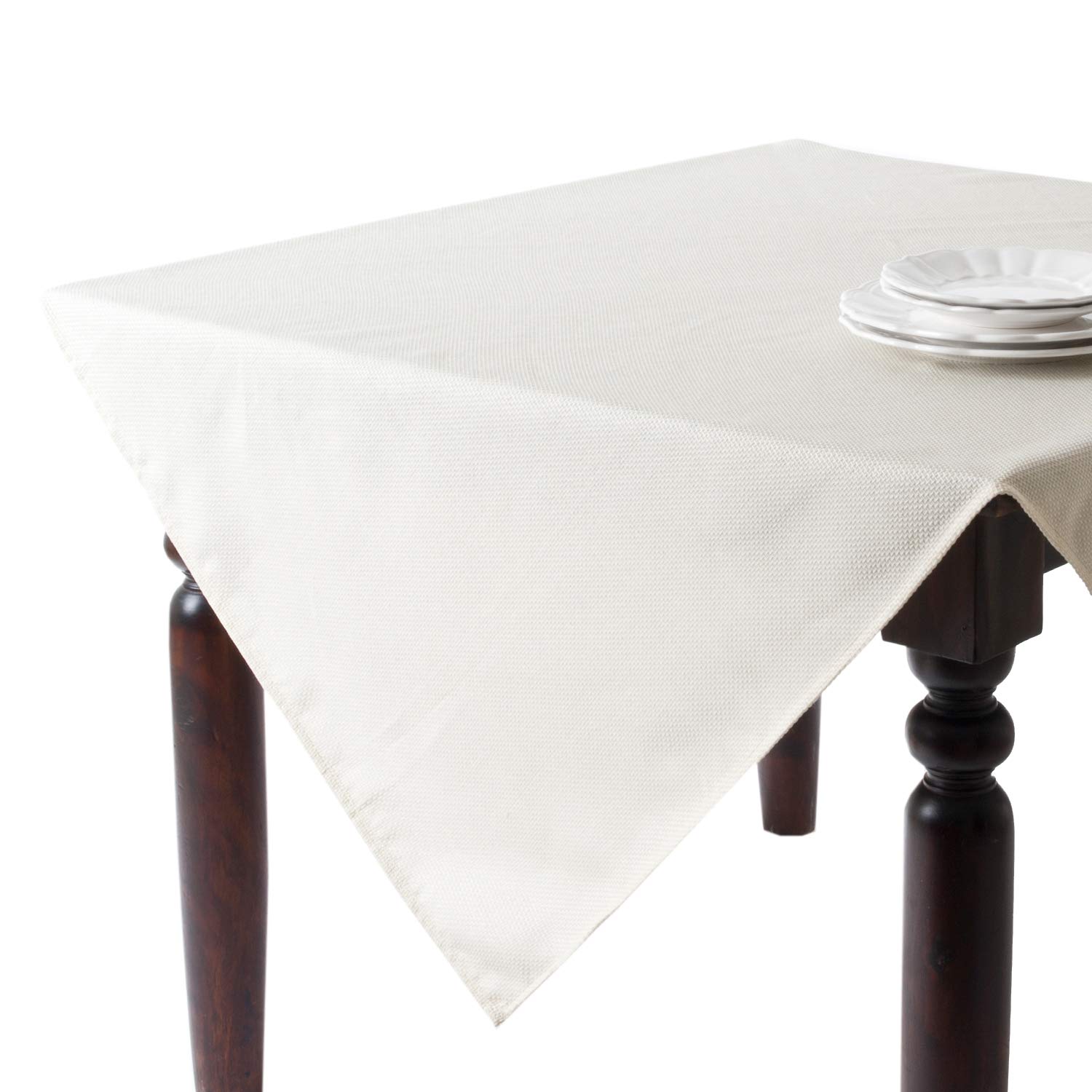 Fennco Styles Basket Weave Design Faux Burlap Square Tablecloth 90