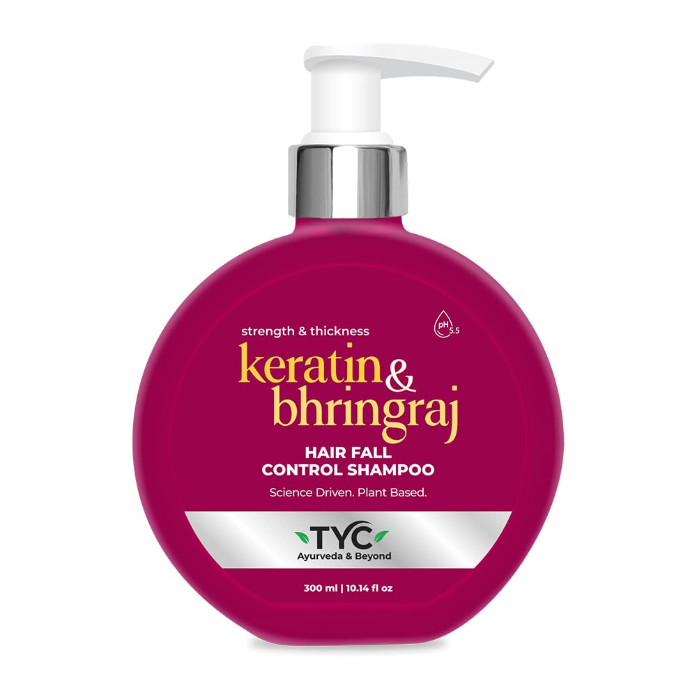 TYC - TRUST YOUR CHOICE Ayurvedic Hair Fall Control Shampoo with Plant Keratin & Bhringraj | 3-in-1 Organic Shampoo & Conditioner | Sulfate-Free | Reduces Hair Breakage & Thinning | pH 5.5 | Perfect for Daily Hair Care & Scalp Health