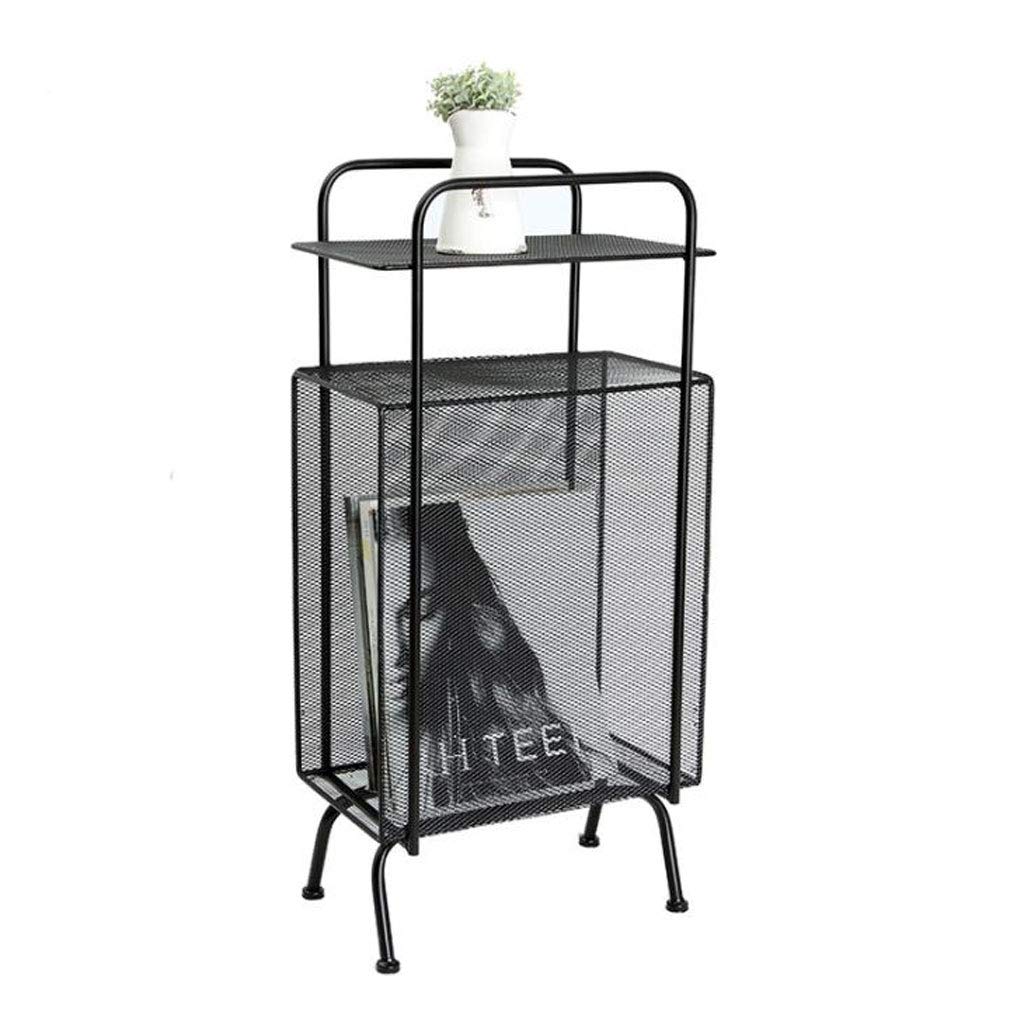Black Metal Iron End Table - Multi-Function Side Table, Nightstand & Coffee Table with Storage Shelf | Perfect for Living Room, Bedroom & Office Decor