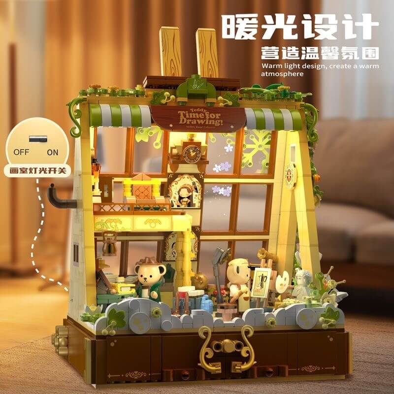 Inbrixx 881304 Adjustable Wooden Teddy Bear Easel for Kids - Perfect for Art, Drawing & Painting at Home or School