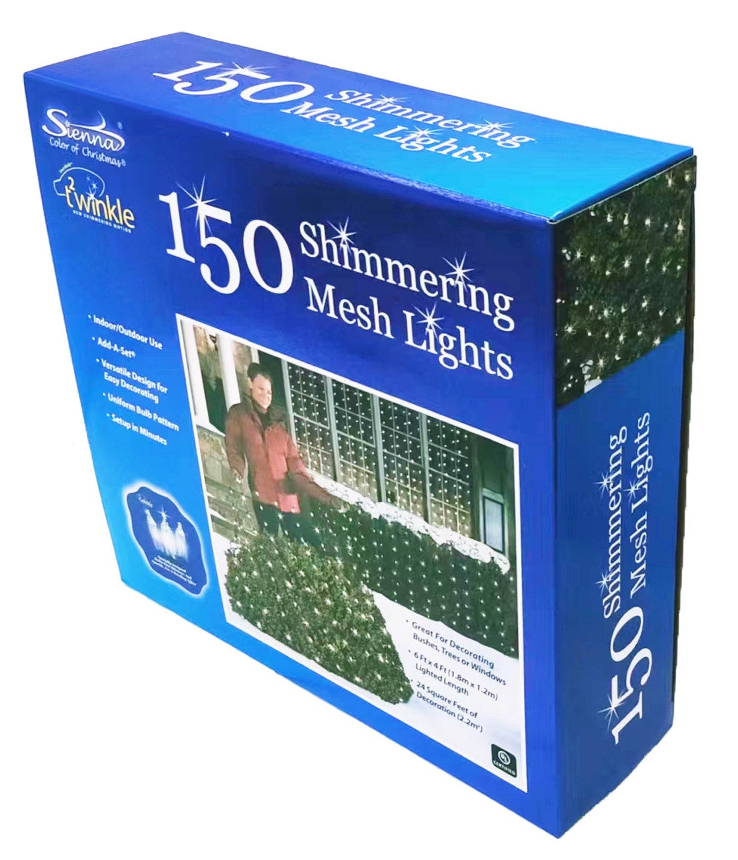 150 LED Shimmering Net Style Mesh Christmas Lights - Indoor/Outdoor Holiday Decor for Tree, Window, Yard, and Party Decoration