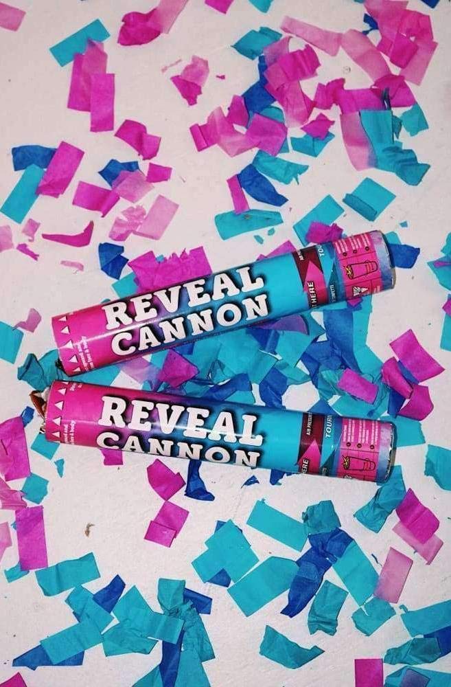 Gender Reveal Confetti Cannon 4-Pack - Biodegradable Baby Shower Party Supplies (2 Pink & 2 Blue) for Gender Announcement, Baby Shower Decorations & Celebrations