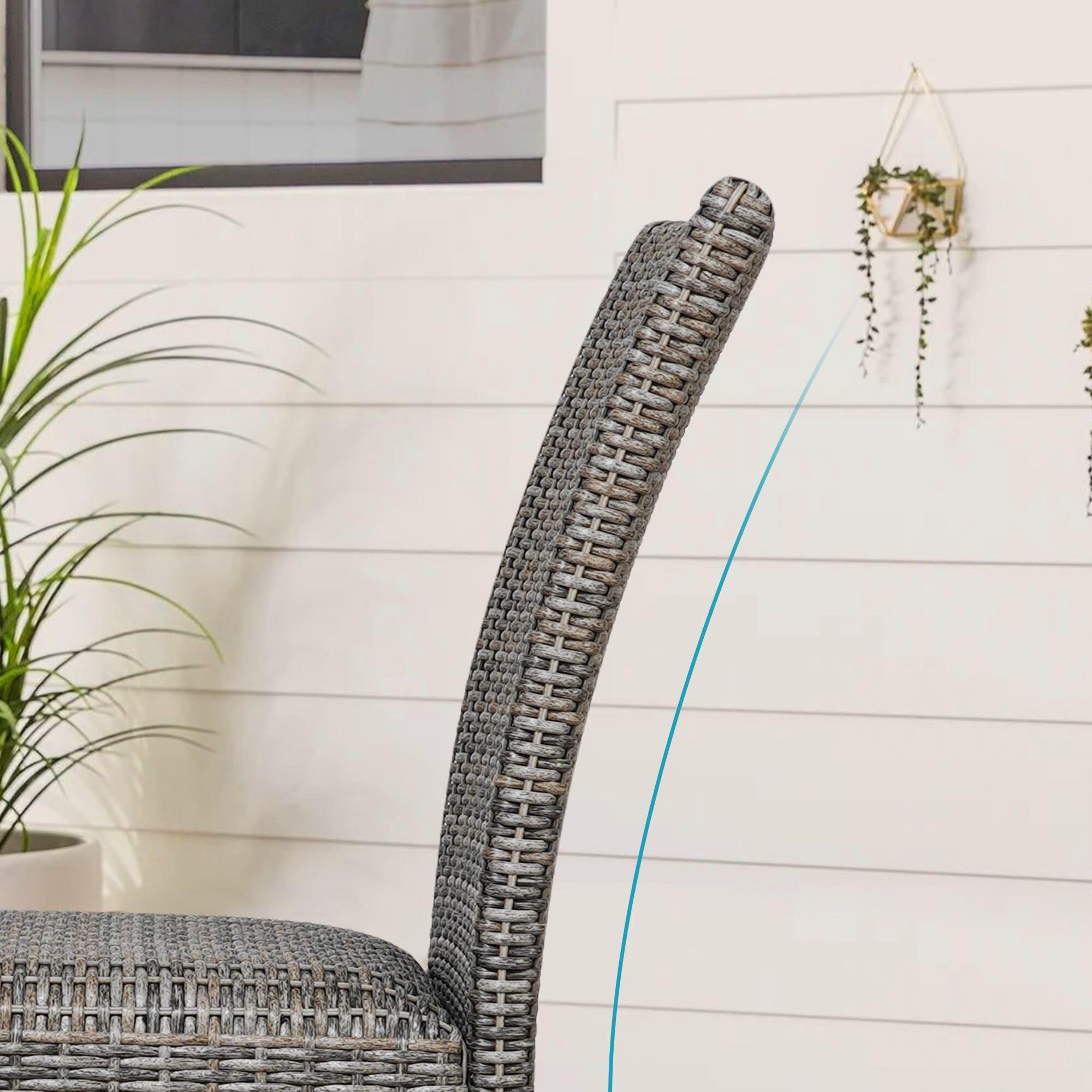 Premium Rattan Wicker Dining Chairs Set of 2 - Indoor/Outdoor Patio Furniture with Woven Padded Seats - Perfect for Garden, Balcony, Dining Room & Backyard Relaxation