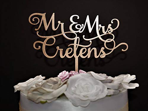 Personalized Wooden Wedding Cake Topper with Last Name - Custom Couple Cake Decoration for Wedding, Anniversary & Special Occasions