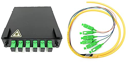 6 Port Wall Mount Fiber Enclosure with Splicing Module - SC-APC Singlemode Simplex Kit (Includes 1M 6-Strand SC-APC SM Pigtail & 6-Port Panel) - Ideal for Data Centers, Telecom Rooms & FTTH Installations