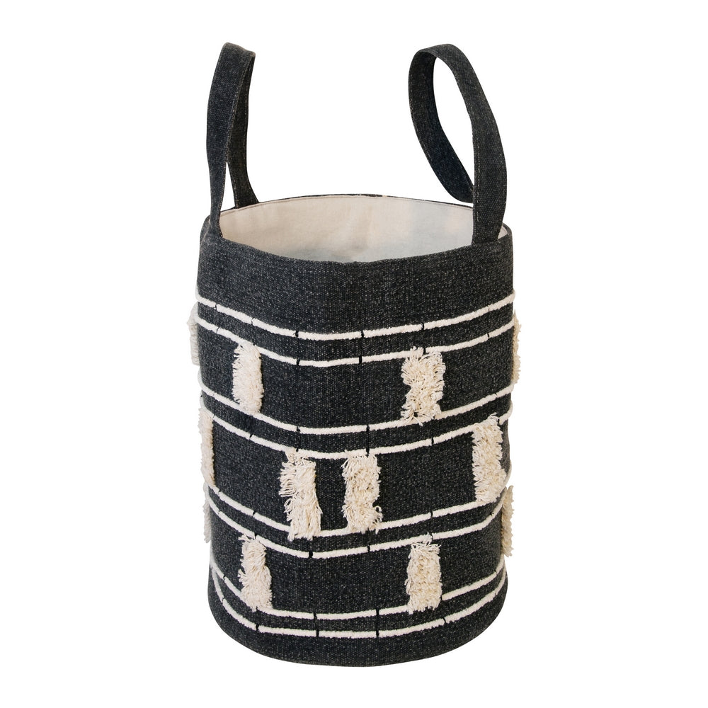 Manly Basket 30x30x40cm Black & White - Stylish Storage Organizer for Home, Office, and Gifts | Durable Woven Storage Bin for Clothes, Toys, and Decor