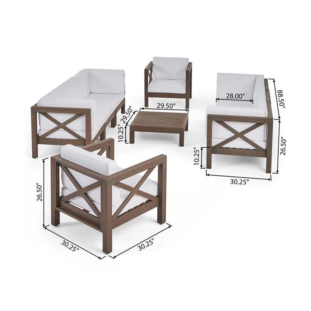 Noble House Oana 4-Piece Outdoor Set - Teak Club Chairs & Coffee Table for Patio