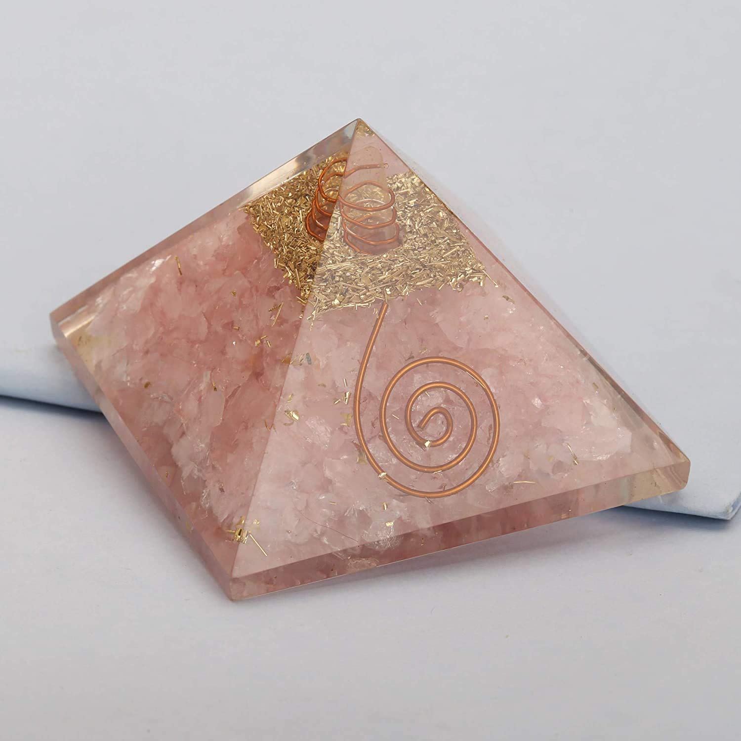 Rose Quartz Orgone Pyramid - EMF Protection & Healing Crystal for Home, Office, Meditation | Energy Generator for Positive Vibes & Stress Relief