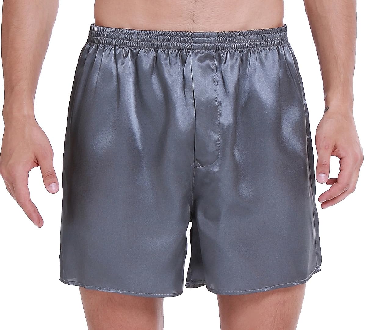 Lavenderi Men's Silk Satin Boxer Shorts - Luxury Sleepwear & Lounge Pajama Shorts for Comfortable Nightwear and Relaxing at Home