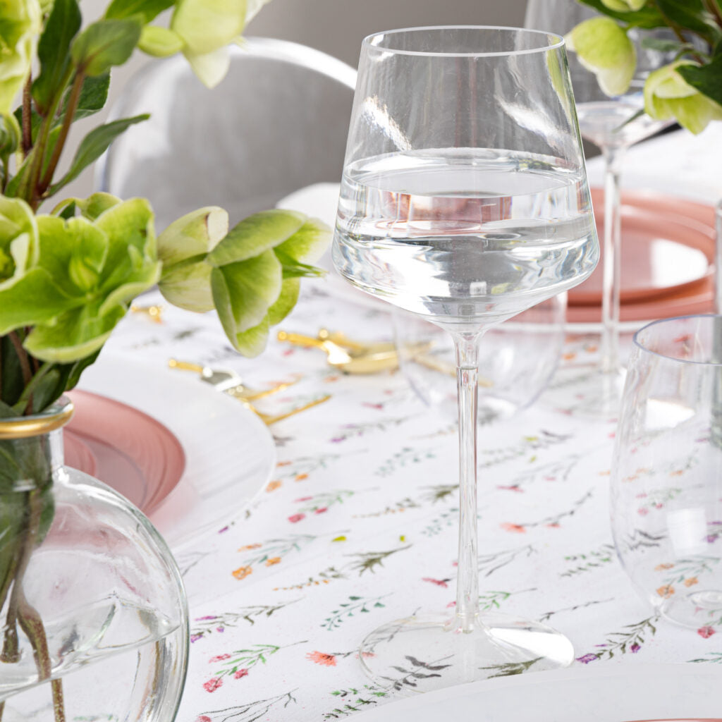 14 oz Clear HIP Plastic Stemmed Wine Goblets - Set of 4 Shatterproof Cups for Outdoor Parties, Picnics, and Wedding Receptions