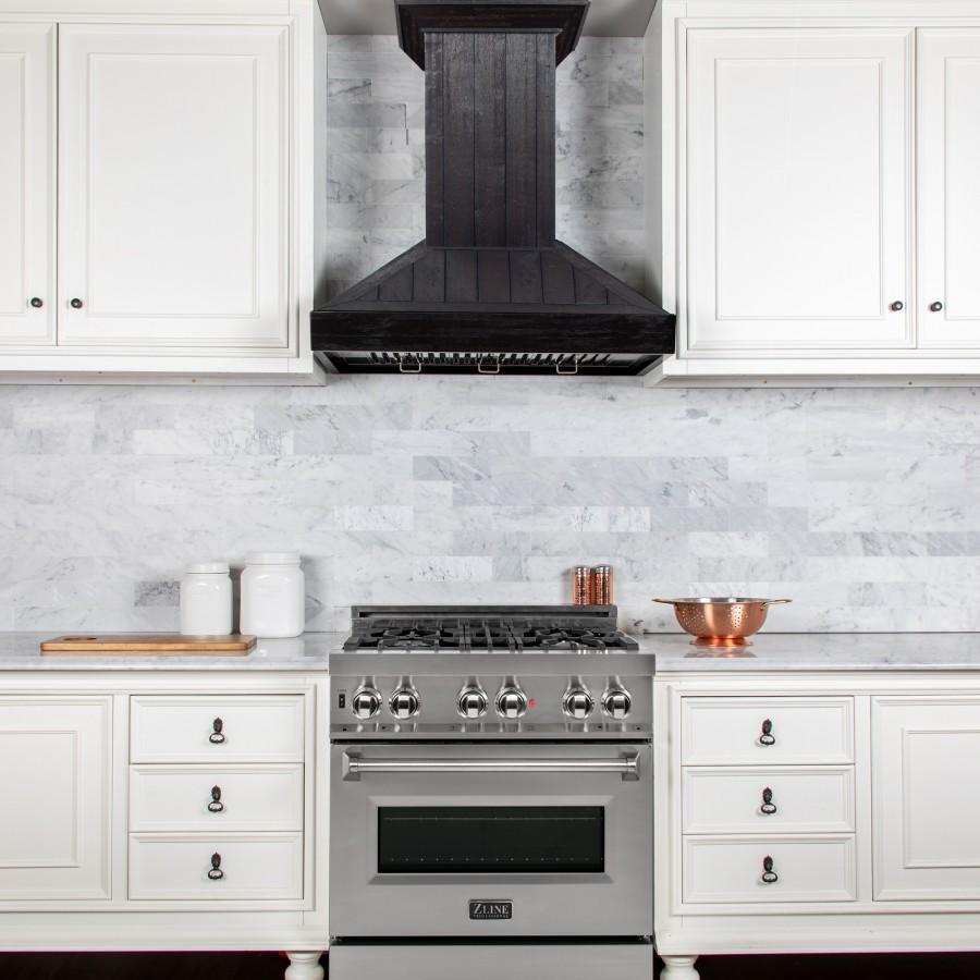 ZLINE Rustic Dark Wooden Wall Mount Range Hood - KPDD Model - Perfect for Farmhouse & Modern Kitchen Ventilation
