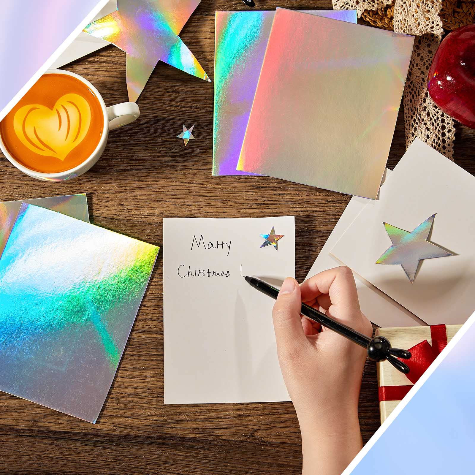 200 Sheets Metallic Holographic Cardstock Paper 8.5