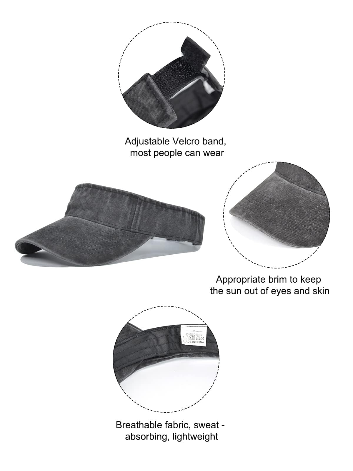Sun Protection Visor Hat - UV Blocking Cotton Sun Visor Cap for Women & Men - Perfect for Running, Golf, Beach, and Outdoor Activities