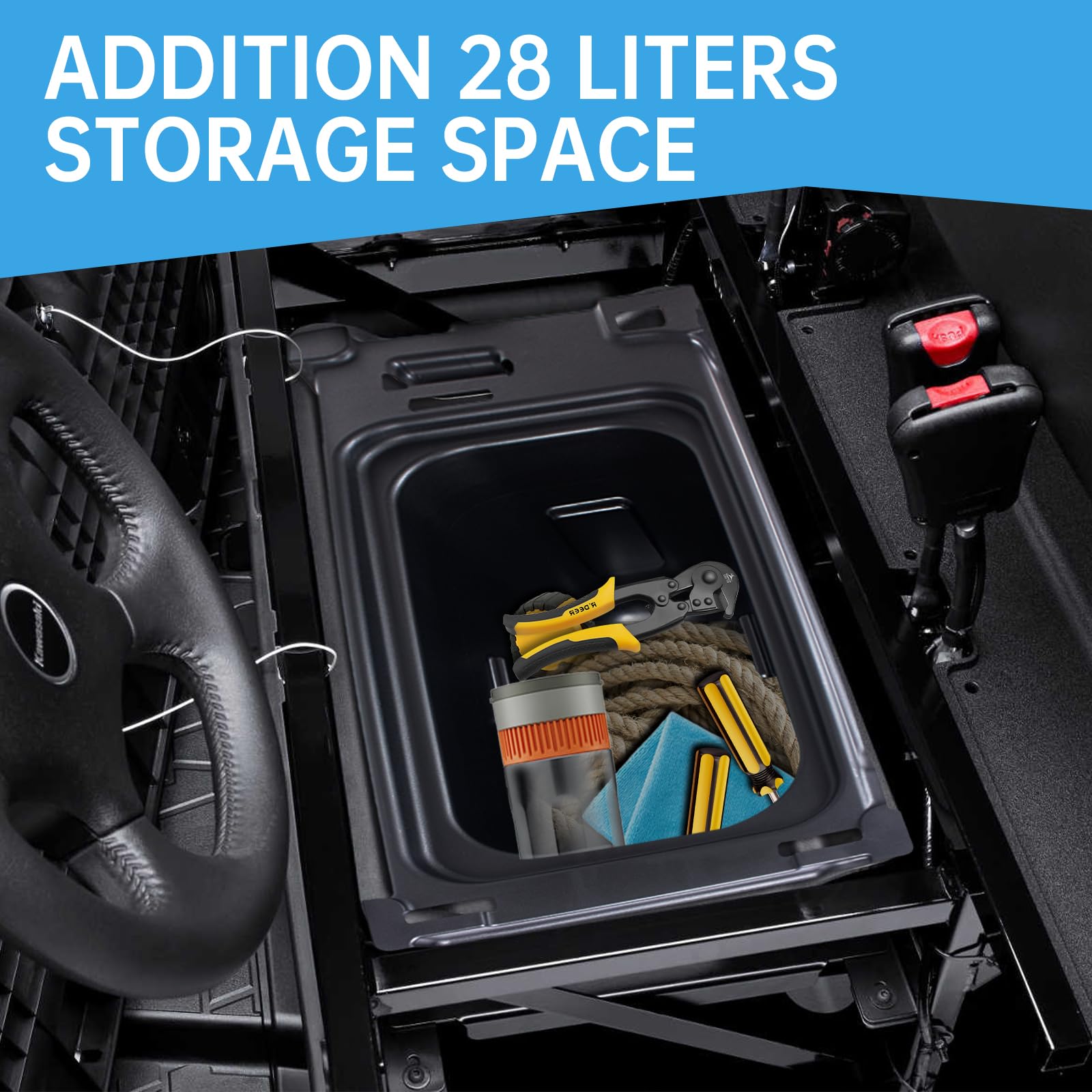 2015-2024 Kawasaki Mule PRO-FX/FXR/FXT/DX/DXT Underseat Storage Box Organizer - Replacement for 99994-1463 | Durable Under Seat Storage Bin Set for Tools & Accessories | Perfect for Off-Road Adventures & Farm Work